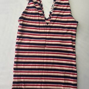 Reformation Navy, Pink & Cream Striped Ribbed Tank